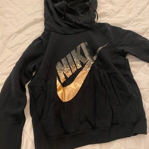 Nike Black Hoodie with gold Nike logo with front pocket